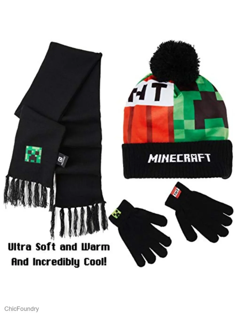 3 Piece Hat Scarf Gloves Set, Winter Accessories for Boys Teens